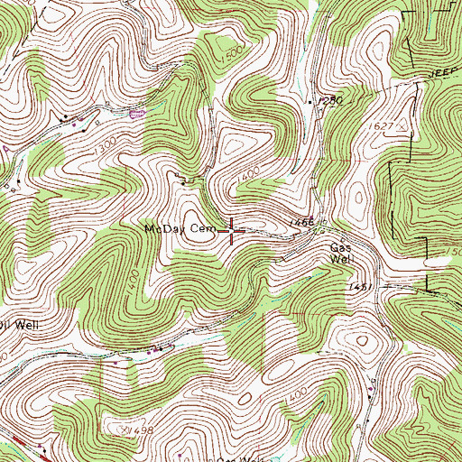 Topographic Map of McDay Cemetery, PA