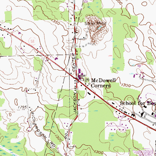 Topographic Map of McDowell Corners, PA