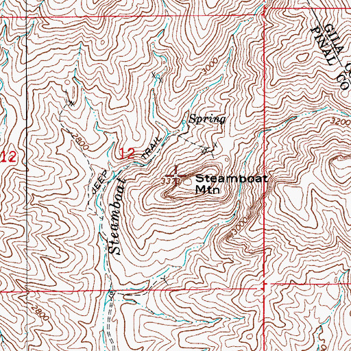 Topographic Map of Steamboat Mountain, AZ