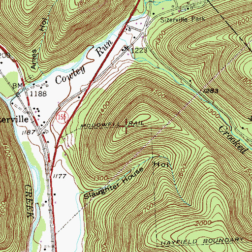 Topographic Map of McDowell Trail, PA