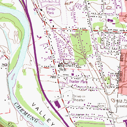 Topographic Map of McDuffy School, PA
