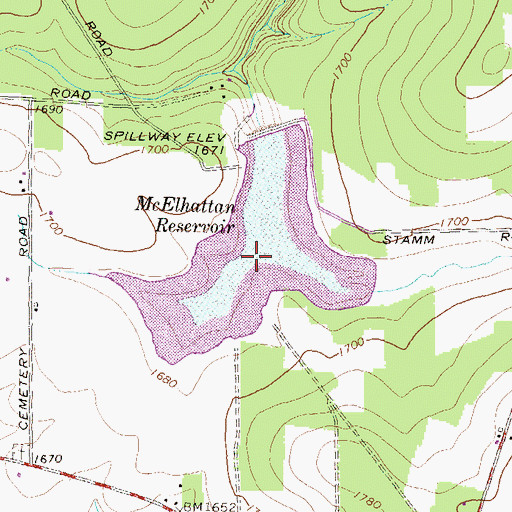 Topographic Map of Warren H Ohl Reservoir, PA