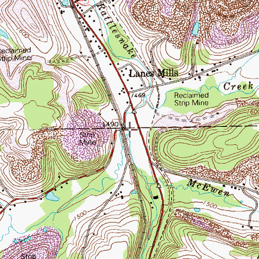 Topographic Map of McEwen Run, PA