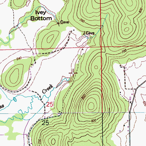 Topographic Map of Evans Creek, AL