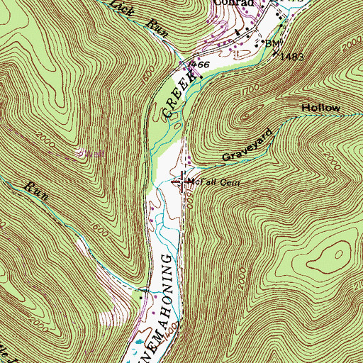 Topographic Map of McFall Cemetery, PA