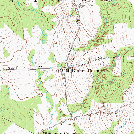 Topographic Map of McGinnet Corners, PA