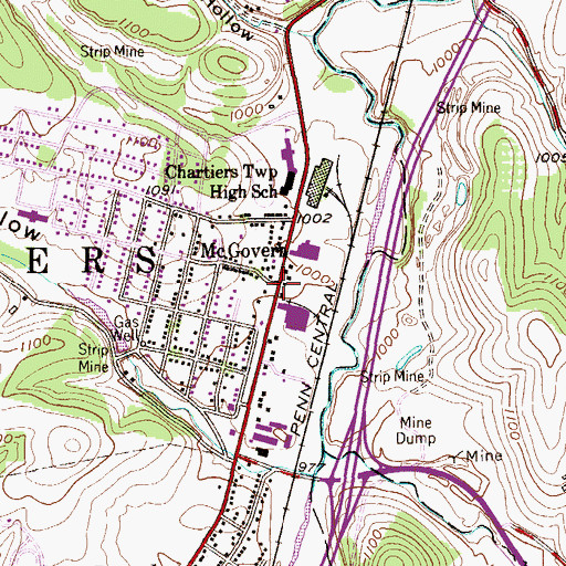 Topographic Map of McGovern, PA