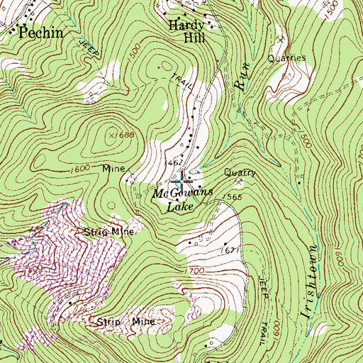 Topographic Map of McGowans Lake, PA