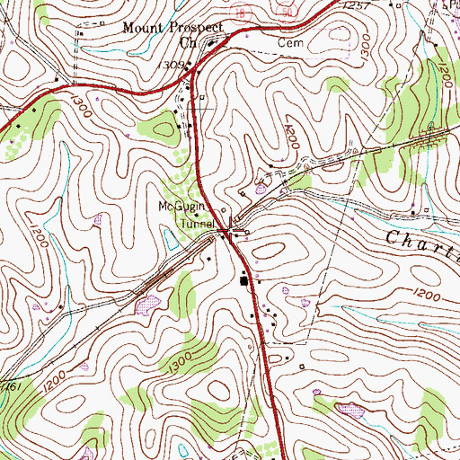 Topographic Map of McGugin Tunnel, PA