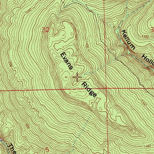 Topographic Map of Evans Ridge, AL