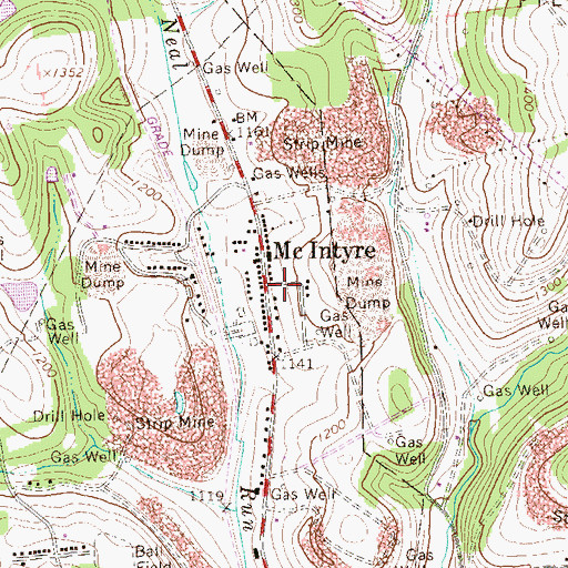 Topographic Map of McIntyre, PA