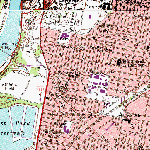 Topographic Map of McIntyre School, PA