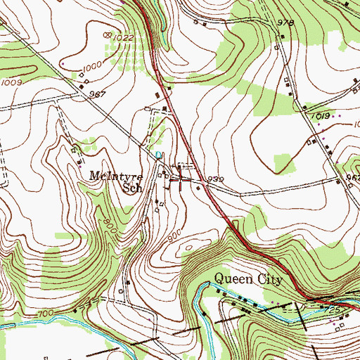 Topographic Map of McIntyre School, PA