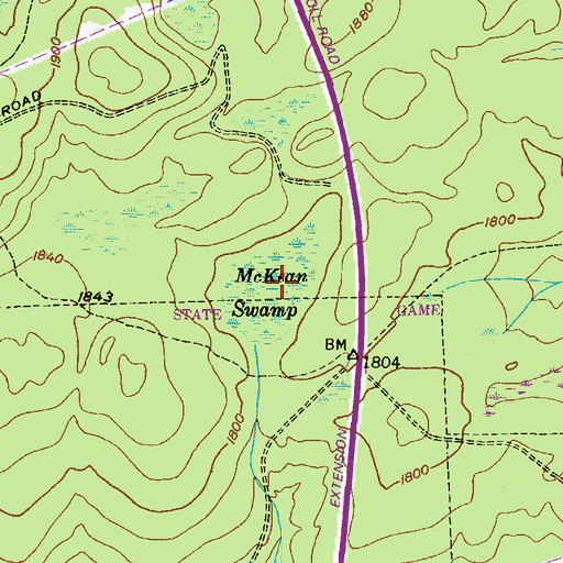 Topographic Map of McKean Swamp, PA