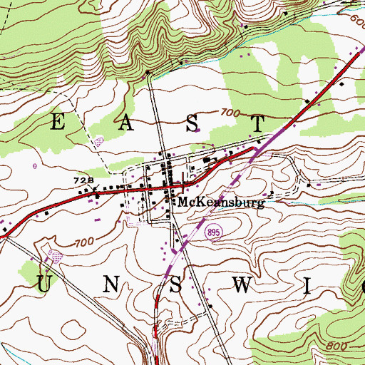 Topographic Map of McKeansburg, PA
