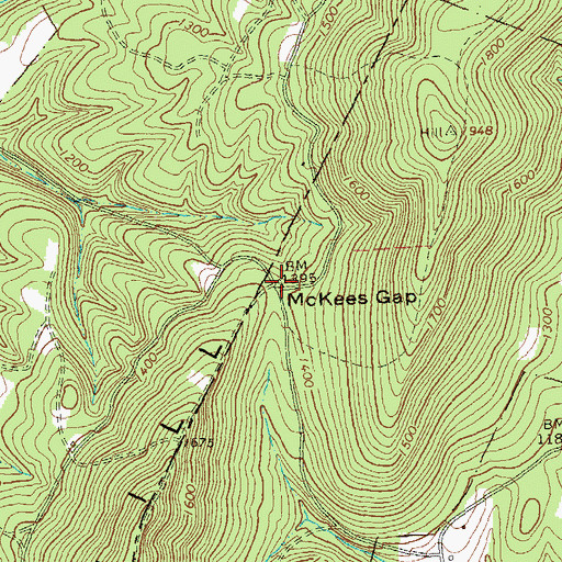 Topographic Map of McKees Gap, PA