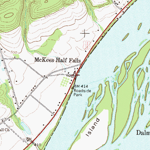 Topographic Map of McKees Half Falls, PA
