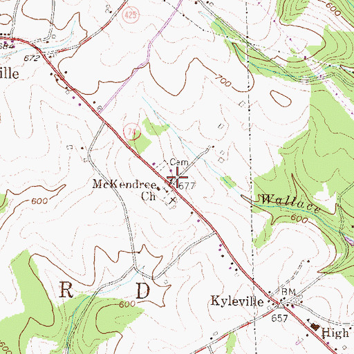 Topographic Map of McKendree Church, PA