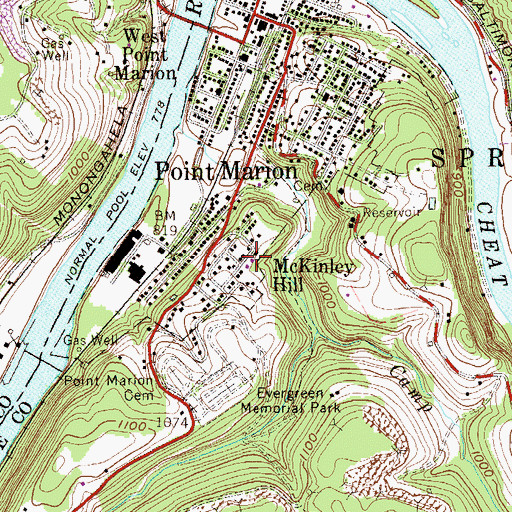 Topographic Map of McKinley Hill, PA