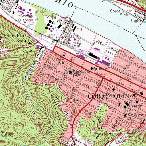 Topographic Map of McKinley School, PA