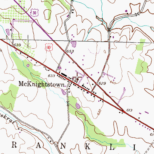 Topographic Map of McKnightstown, PA