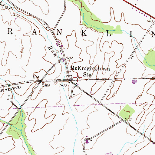 Topographic Map of McKnightstown Station, PA