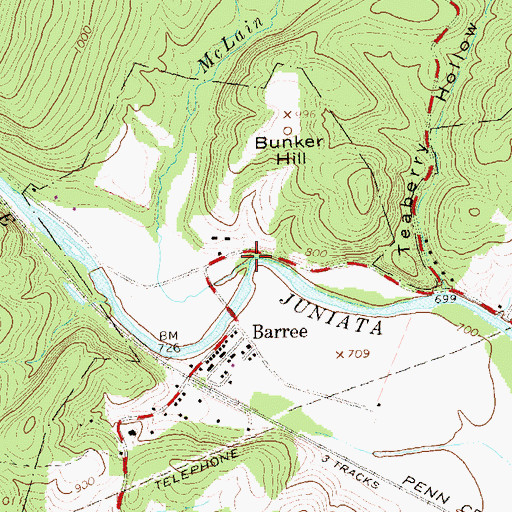 Topographic Map of McLain Run, PA