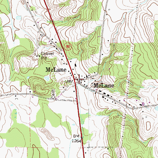 Topographic Map of McLane, PA