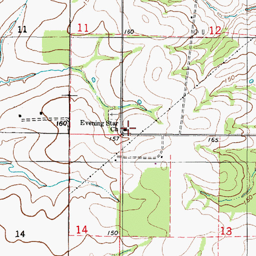 Topographic Map of Evening Star Church, AL