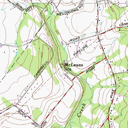 Topographic Map of McLeans Station, PA