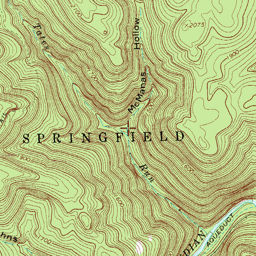 Topographic Map of McManas Hollow, PA