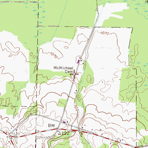 Topographic Map of McMichael Cemetery, PA