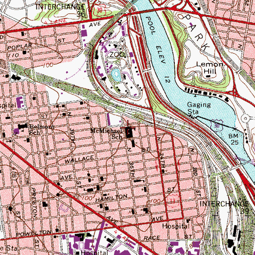 Topographic Map of McMichael School, PA