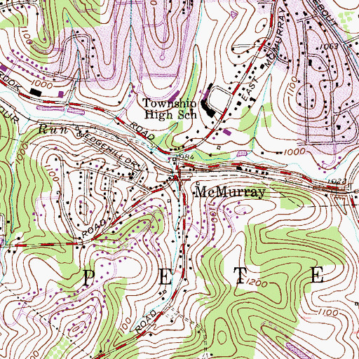 Topographic Map of McMurray, PA