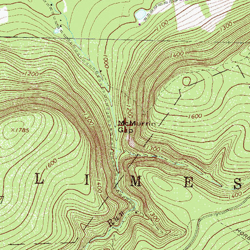 Topographic Map of McMurrin Gap, PA