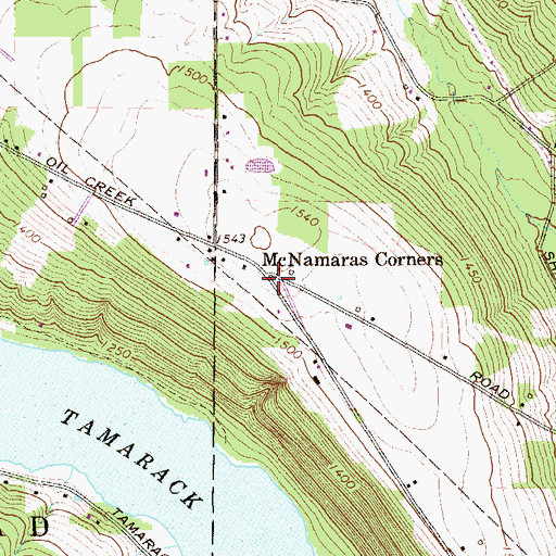 Topographic Map of McNamaras Corners, PA