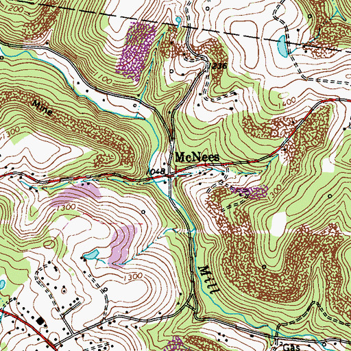 Topographic Map of McNees, PA
