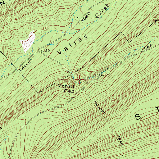 Topographic Map of McNitt Gap, PA