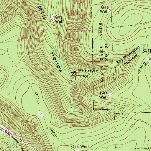 Topographic Map of McPherson Hollow, PA