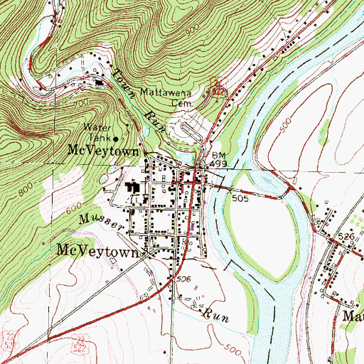 Topographic Map of McVeytown, PA