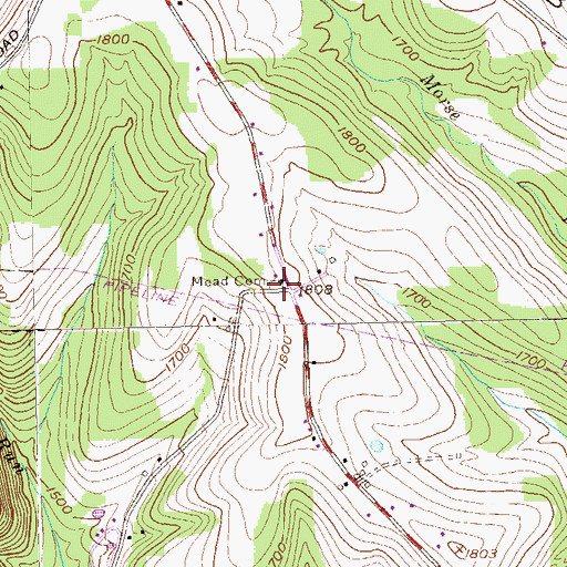 Topographic Map of Mead Cemetery, PA