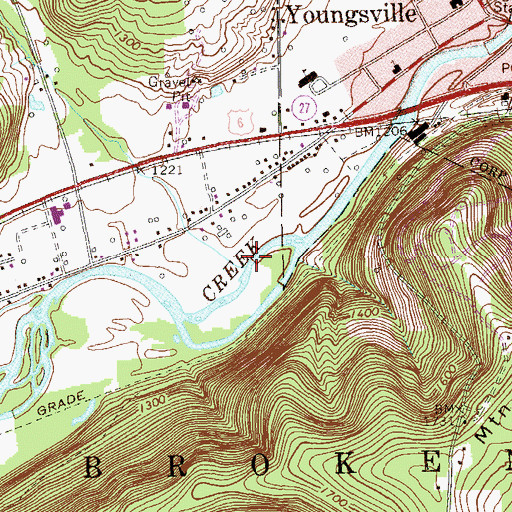 Topographic Map of Mead Run, PA