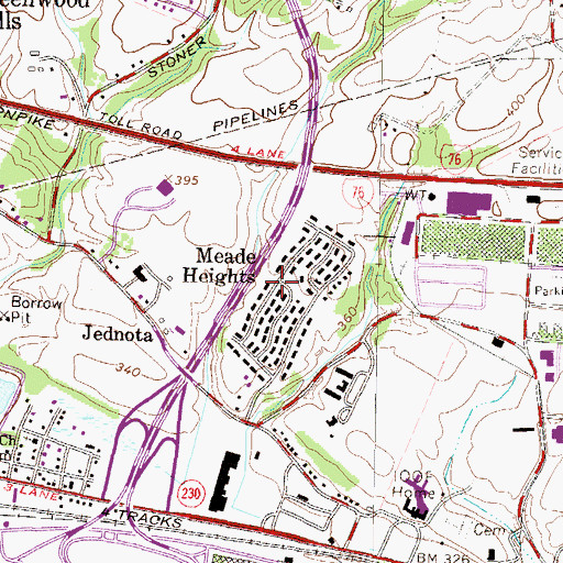 Topographic Map of Meade Heights, PA
