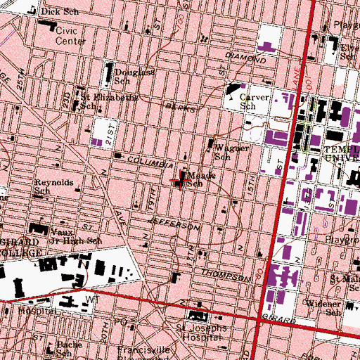 Topographic Map of Meade School, PA