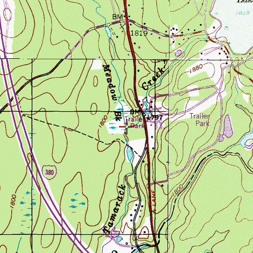 Topographic Map of Meadow Brook, PA