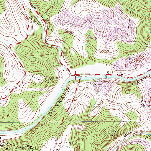 Topographic Map of Meadow Run, PA