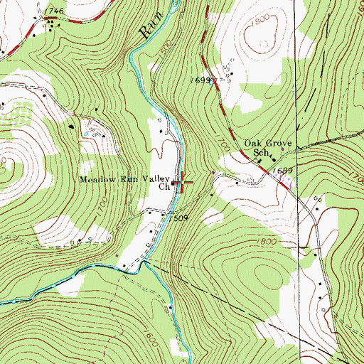 Topographic Map of Meadow Run Valley Church, PA