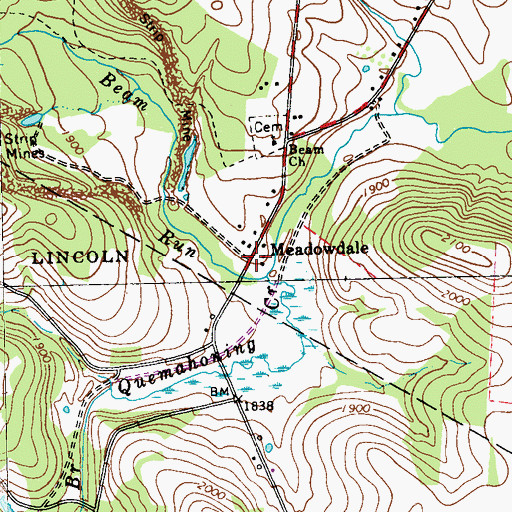 Topographic Map of Meadowdale, PA