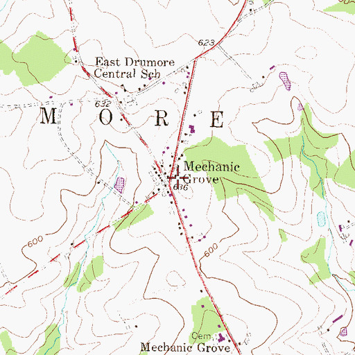 Topographic Map of Mechanic Grove, PA