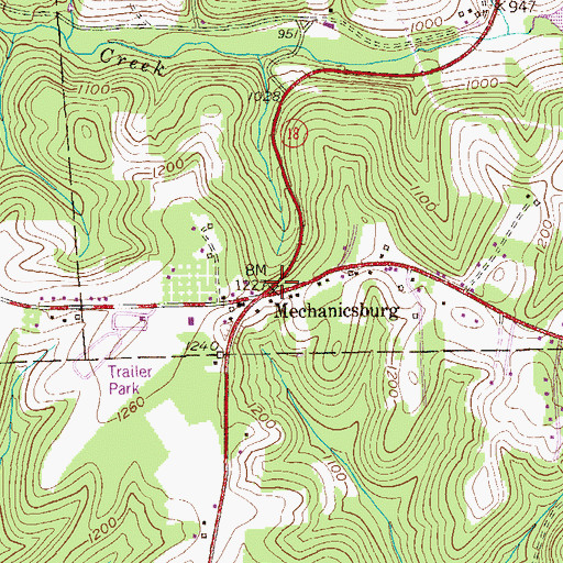Topographic Map of Mechanicsburg, PA